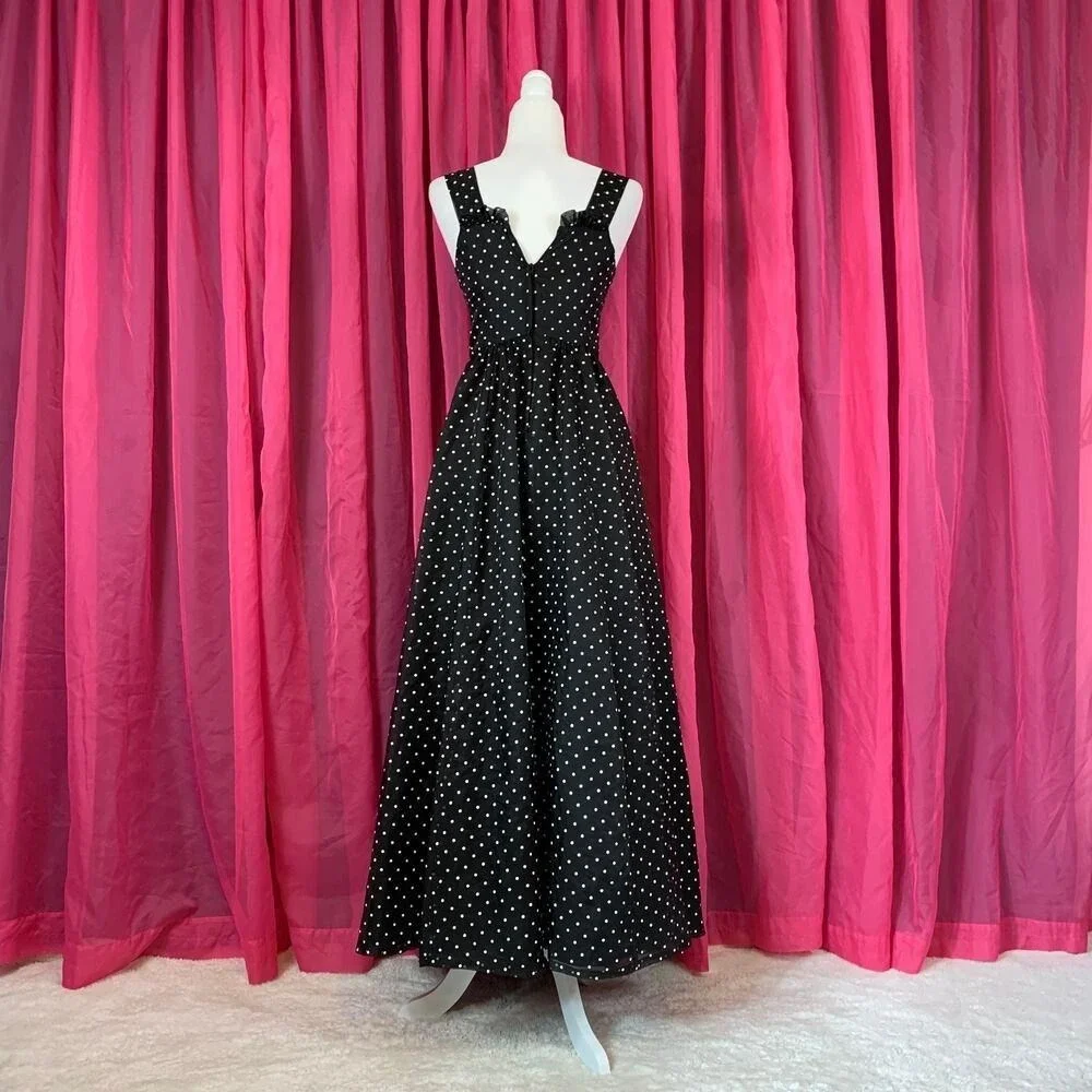 Vintage 80s Gunne Sax Polka Dot Maxi‎ Dress Size 3